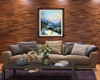 Thomas Kinkade ~ Moonlit Village 20x24 S/N Oil on Canvas COA 464/935 - Image 1 of 4