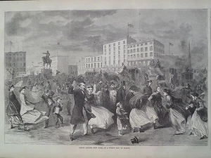 Union Square Windy Day March New York 1866 Antique Print Harper’s Weekly - Picture 1 of 2