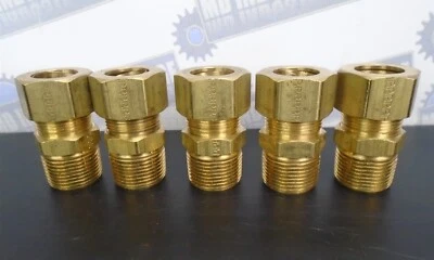 Lot of 5 - PARKER - 68C-12-12 Brass Fitting Male Connector 3/4" Pipe Size (NEW) - Image 1 of 4