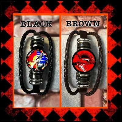 PINK FLOYD WISH YOU WERE HERE 🎸 TWINS LEATHER BRACELET 🎸 ROCK MERCHANDISE Foto 1 de 3