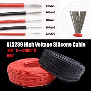 Flexible Soft Silicone Wire Cable 14AWG-22AWG 0.33~2mm² DC 6KV High Voltage - Picture 1 of 7