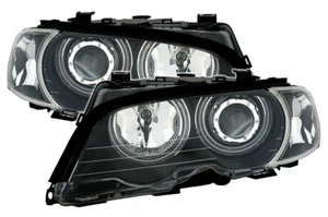 CCFL Angel Eyes Scheinwerfer + Blinker in Schwarz für 3er BMW E46 Coupe + Cabrio - Bild 1 von 5