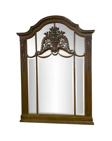 19th Century French Carved 7 ft Carved Oak Floral Mirror Cover