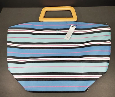 DKNY City Pacific Multi Colored Striped Shopper Beach Handbag Purse Leather NWT - Image 1 of 4