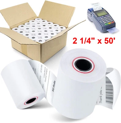 50 Rolls 2 1/4" x 50' Thermal Receipt Cash Register Credit Card Paper BPA Free - Image 1 of 3