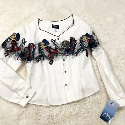 Camisa Vaquera Abstracta Occidental Vintage Roper Snap Talla Grande ¡Nueva!  Blanco Foto 1 de 4