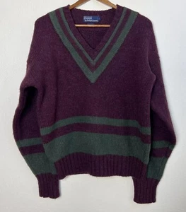 Vintage Polo Ralph Lauren 100% Wool Cricket Sweater Size Large Archive Preppy - Picture 1 of 14