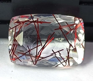 76.50 Ct Red Rutilated Quartz Cushion Cut EGL Certified Loose Gemstone 5AST - Picture 1 of 7