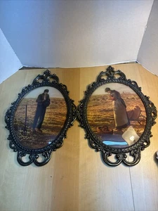 Vintage Konvex Blase Glas Oval Messing Filagree Rahmen Angelus Bauer Frau - Bild 1 von 7