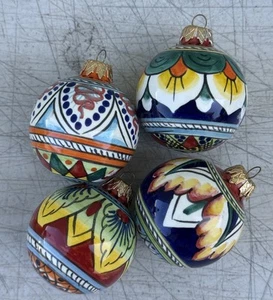 Round Christmas Ornament dec. Capri – Ceramiche d'Arte Ravello Italy (Set of 4) - Picture 1 of 11