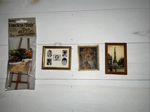 Miniature Dollhouse Family Collage Photos 1860s Flowers Brussels Monument Easel - Picture 1 of 5