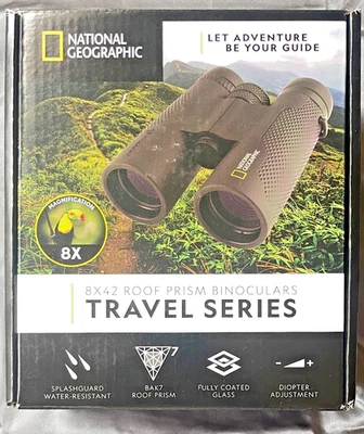 National Geographic 8 x 42mm Roof Prism Binoculars Travel series - NEW - Image 1 of 3