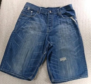 Parish bestickt Herren Gr. 36 Denim Shorts y2k Hip Hop Baggy Jorts Button Fly - Bild 1 von 18