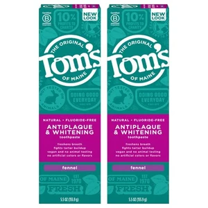 Fluoride-Free Antiplaque & Whitening Natural Toothpaste, Fennel, 5.5 oz. 2-Pack - Picture 1 of 6