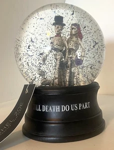 Skeleton Wedding Couple Dog 6.5" Snow Globe Day Dead Halloween Till Death - Picture 1 of 4