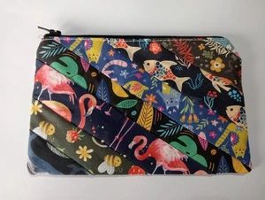 Monedero grande de algodón orgánico forrado hecho a mano de tela: diseño único de retazos - Imagen 1 de 4