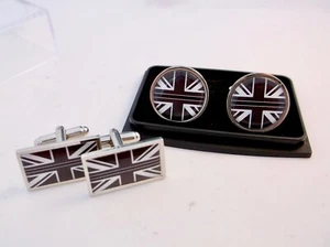 THIN BLACK LINE UNION JACK UK PRISON OFFICER SERVICE CUFFLINKS LINKS PIN BADGE - Picture 1 of 25