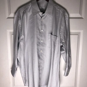 Men Brioni  Plaid Check Cotton Button Dress Shirt Sz XL Sleeve 21”  Mint - Picture 1 of 10