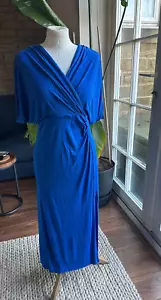 Diane Von Furstenberg Blue Slinky Wrap Midi Dress Open Drop Short Sleeve Size S - Picture 1 of 4
