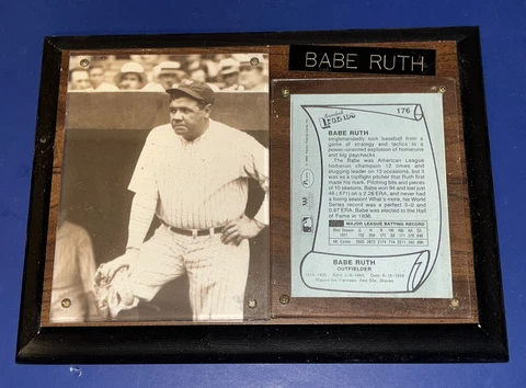 Babe Ruth Photo Picture & Stats Wood Plaque MLB Yankees Baseball Cover
