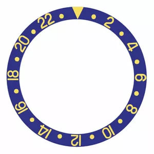 GMT Lünetteneinsatz für Rolex GMT Master Kunststoff Modell 1670, 1675 Blau Goldschrift - Bild 1 von 3