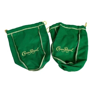 Lote de 2 bolsas Crown Royal Apple verdes con adornos dorados - Imagen 1 de 7