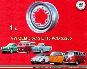 1 pz Cerchio acciaio Volkswagen Maggiolino Buggy Kafer 5.5x15 ET15 5x205 Felgen - Foto 1 di 9