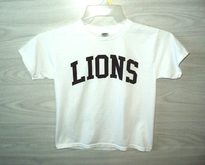 Camiseta Leones Unisex Niños Niñas Talla Juvenil M Blanca con Letras Marrones Manga Corta Foto 1 de 3