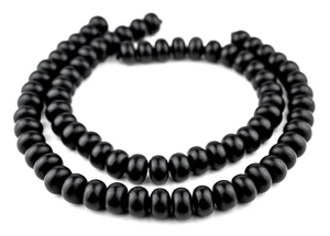 Black Abacus Natural Wood Beads 10x15mm Round Large Hole 16 Inch Strand - Picture 1 of 3