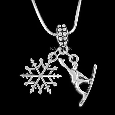 Snowboarding Snowboarder Gift Snowboard Necklace Snowflake Winter Sports Jewelry - Image 1 of 4