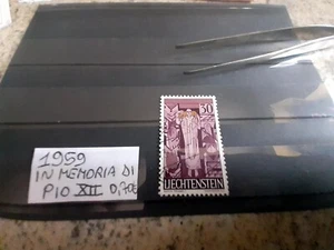 1959 Liechtenstein Francobollo Usato PIO XII - Foto 1 di 1