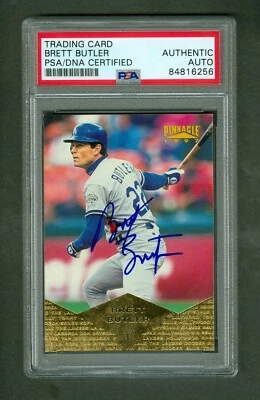 Brett Butler 1997 Pinnacle Card #70 LA Dodgers PSA/DNA Encased Autograph - Image 1 of 2