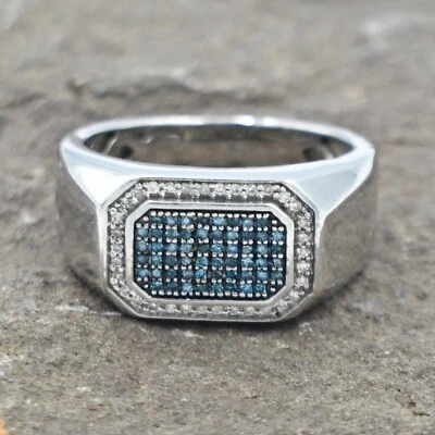 Anillo con racimo de diamantes y topacio de oro blanco de 10 k talla 9,25 Foto 1 de 4