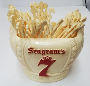 47x Seagram's 7 Whiskey Bar Display Swizzle Sticks + Halter Crown Bucket - Bild 1 von 11