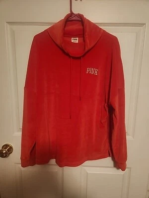 Victoria’s Secret ROSA Varsity Velour Capucha Cuello Talla Pequeña VS TAN SUAVE De Gran Tamaño Foto 1 de 3