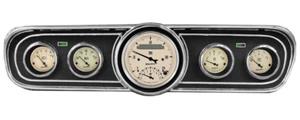 65 66 Mustang Black Dash Bezel w/ Auto Meter Antique Beige Gauges - Picture 1 of 5