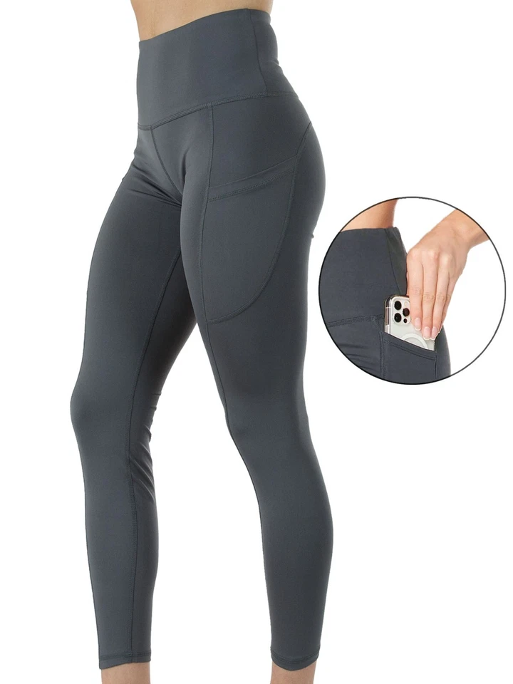 Leggings de yoga de cintura alta para mujer con dos bolsillos laterales leggings deportivos pantalones Foto 1 de 1
