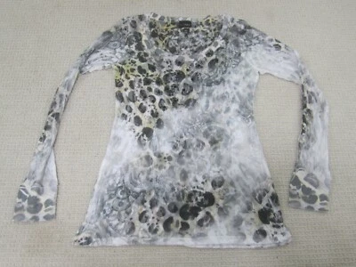 Daytrip Shirt Womens Large Gray Long Sleeve Blouse Cotton Blend Scoop Neck - Image 1 of 4