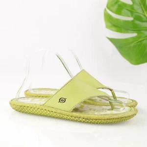 Born Womens Sandal Size 8 Lime Green Leather Thong Slide Flip Flop Opanka Shoe - Picture 1 of 13