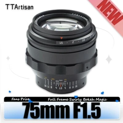 TTArtisan 75mm F1.5 Swirly Bokeh M42 Mount MF Full Frame Large Aperture Lens - Image 1 of 4