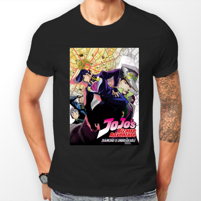 Jojo Bizarro Aventura T Camisa Para Homens De Algodão Moda Tshirt