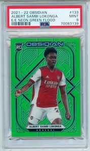 2021-22 Albert Sambi Lokonga Panini Obsidian Green Flood Arsenal Rookie /3 PSA 9 - Picture 1 of 3