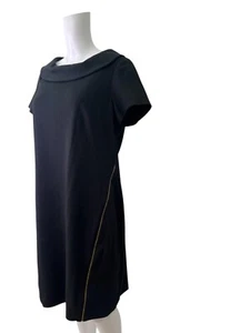 M&S Shift Dress Size 16 Womens EU44 Black Zipped Square Neck Round Neck - Picture 1 of 12