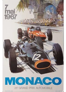 1967 * Poster Originale "Gran Premio di Monaco, Formula 1 - MICHAEL TURNER" (A) - Foto 1 di 6