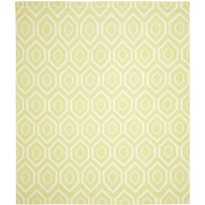 SAFAVIEH Dhurries DHU556A Handwoven Green / Ivory Rug - Image 1 of 4