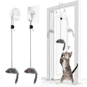 2 Pcs Self Play Hanging Door Cat Mouse Toys for Bored Indoor Adult Cats - Picture 1 of 9