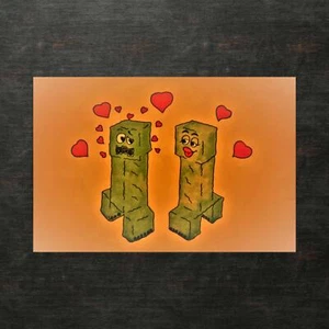Minecraft Creeper Love Colourful Poster - Picture 1 of 3