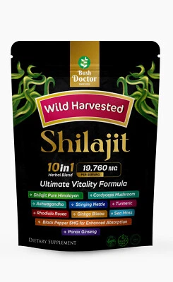 BUSH DOCTOR Hochpotentes - Meeresmoos 10-in-1 pflanzliches Nahrungsergänzungsmittel & Shilajit Power Formel 24 UK