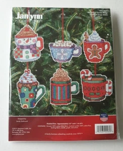 Janlynn - Weihnachtsschmuck-Set Kakaotassen x 6 - 14 Stück Aida Kreuzstich-Set - Bild 1 von 8