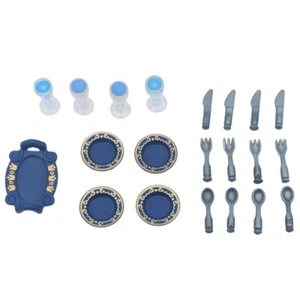 Playmobil lote 4 platos azul/dorado cubiertos bandeja cocina ciudad - Imagen 1 de 1